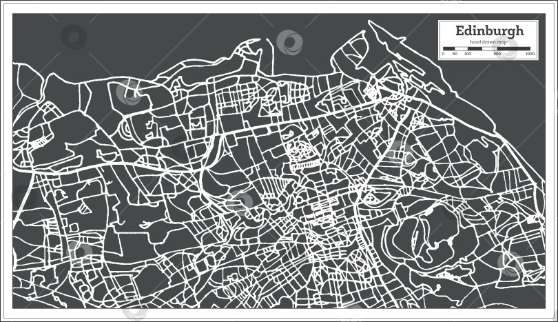 Скачать Карта города Эдинбург, Шотландия, выполненная в стиле ретро. Схематическая карта. фотосток Ozero