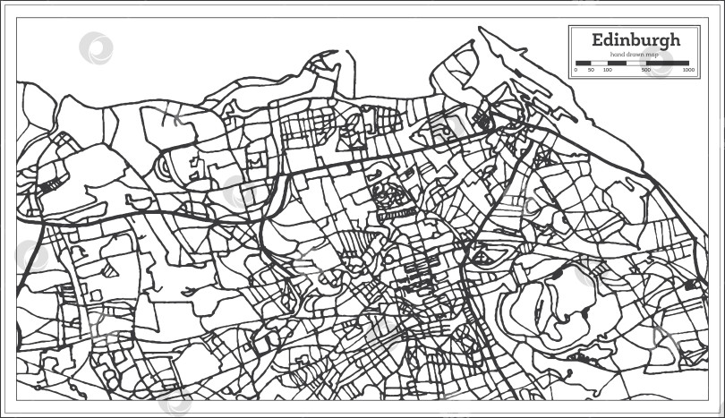 Скачать Карта города Эдинбург, Шотландия, выполненная в стиле ретро. Схематическая карта. фотосток Ozero