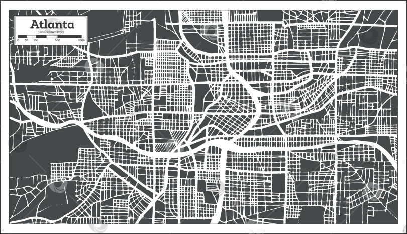 Скачать Карта города Атланта, Джорджия, США, выполненная в ретро-стиле. Схематическая карта. фотосток Ozero