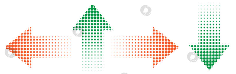 Скачать Зелено оранжевые полутоновые стрелки, показывающие четыре направления фотосток Ozero