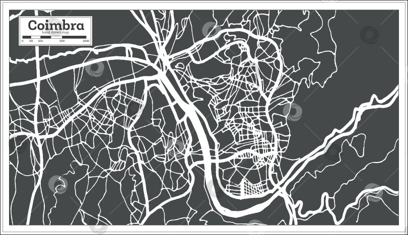 Скачать Карта города Коимбра в Португалии в стиле ретро.  фотосток Ozero