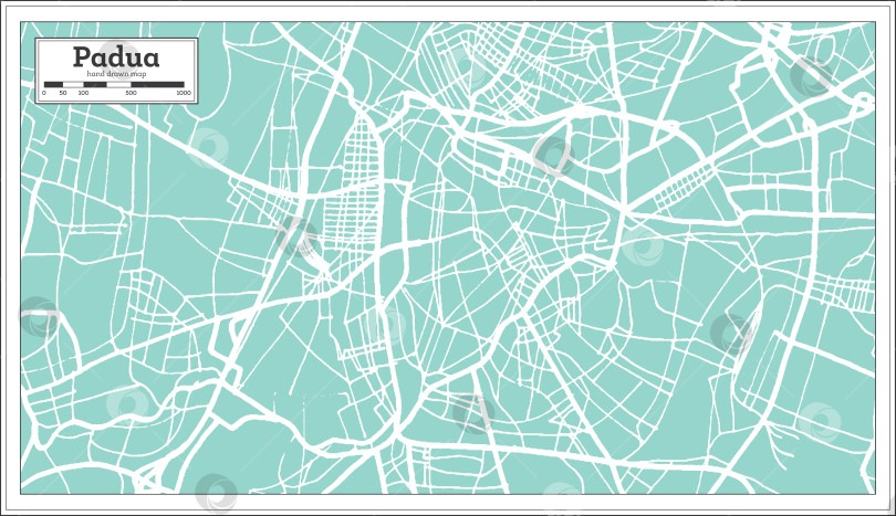 Скачать Карта города Падуя, Италия, выполненная в ретро-стиле. Схематическая карта. фотосток Ozero
