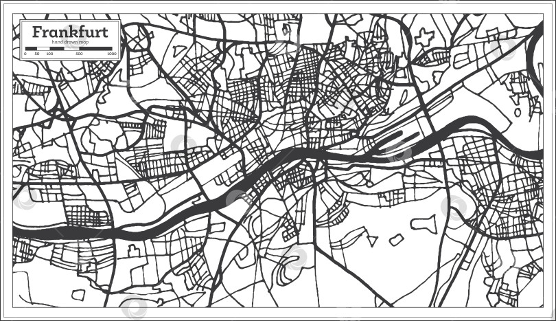 Скачать Карта города Франкфурт, Германия, в стиле ретро. Схематическая карта. фотосток Ozero