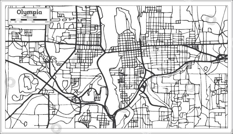Скачать Олимпия Вашингтон, карта города США в стиле ретро.  фотосток Ozero