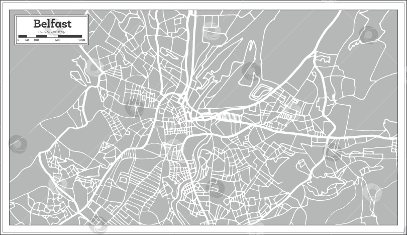 Скачать Карта города Белфаст в Ирландии в стиле ретро. фотосток Ozero