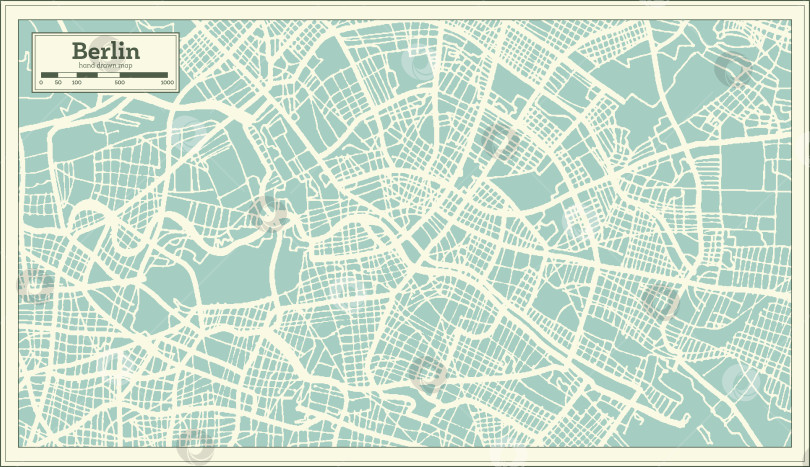 Скачать Карта города Берлин, Германия, выполненная в ретро-стиле. Схематическая карта. фотосток Ozero
