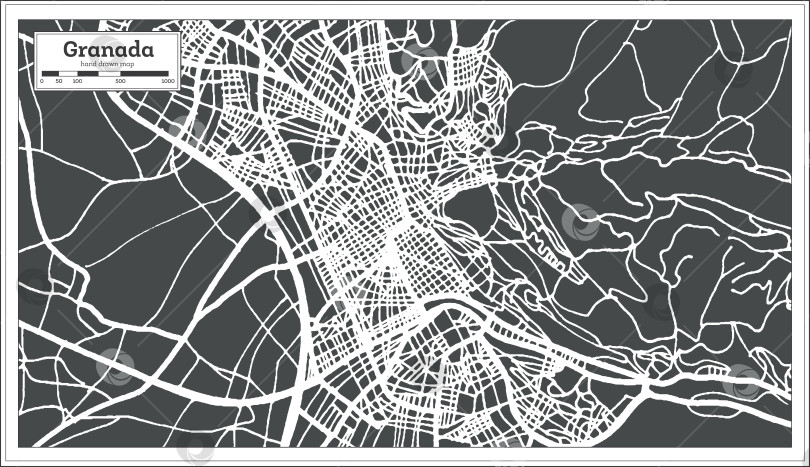 Скачать Карта города Гранада, Испания, в стиле ретро. Схематическая карта.  фотосток Ozero