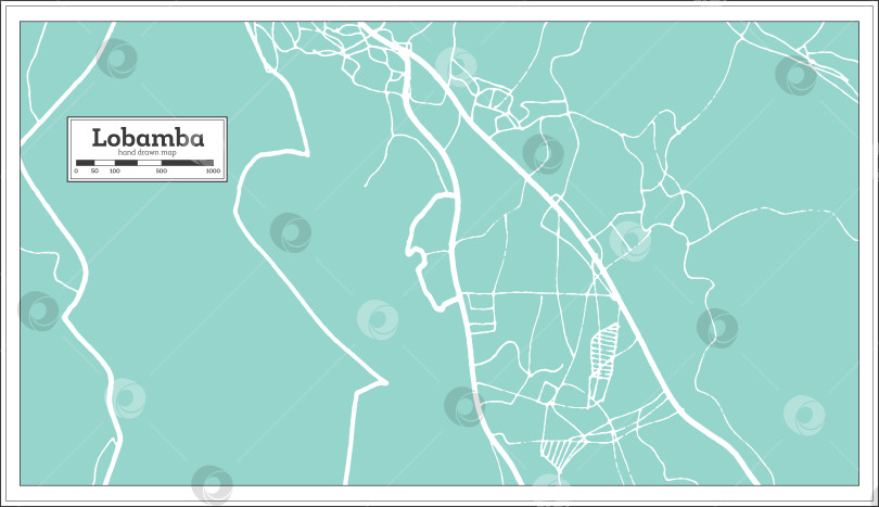Скачать Карта города Лобамба в Свазиленде, выполненная в ретро-стиле. Схематическая карта.  фотосток Ozero