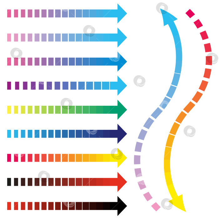 Скачать стилизованные стрелки различных форм и размеров для оформления и декорирования, инфографика, вектор фотосток Ozero