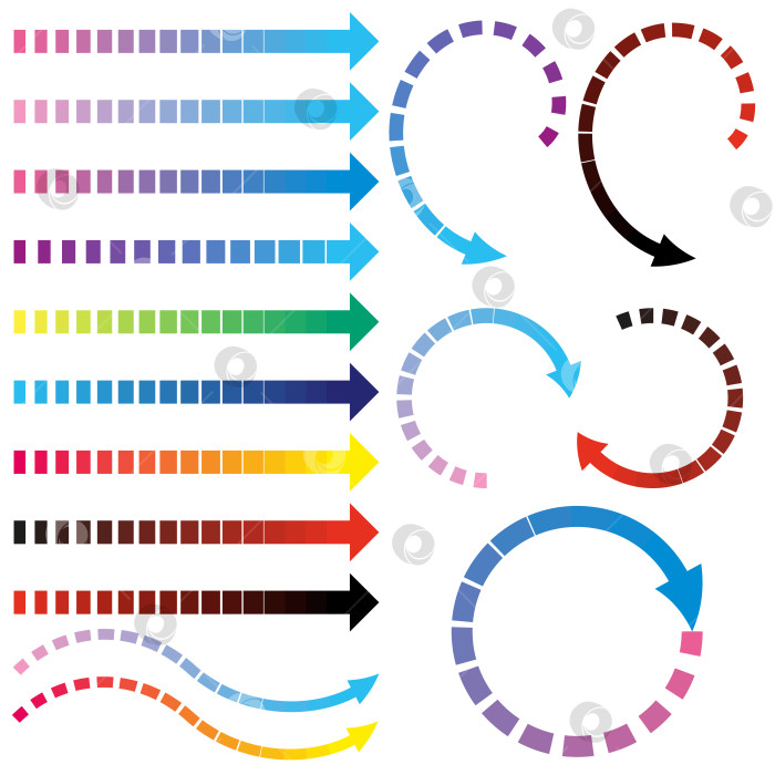 Скачать стилизованные стрелки различных форм и размеров для оформления и декорирования, инфографика, вектор фотосток Ozero