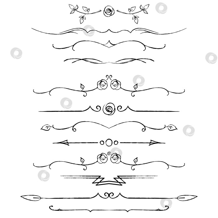 Скачать черно-белый набор разделителей для текста, перегородки фотосток Ozero