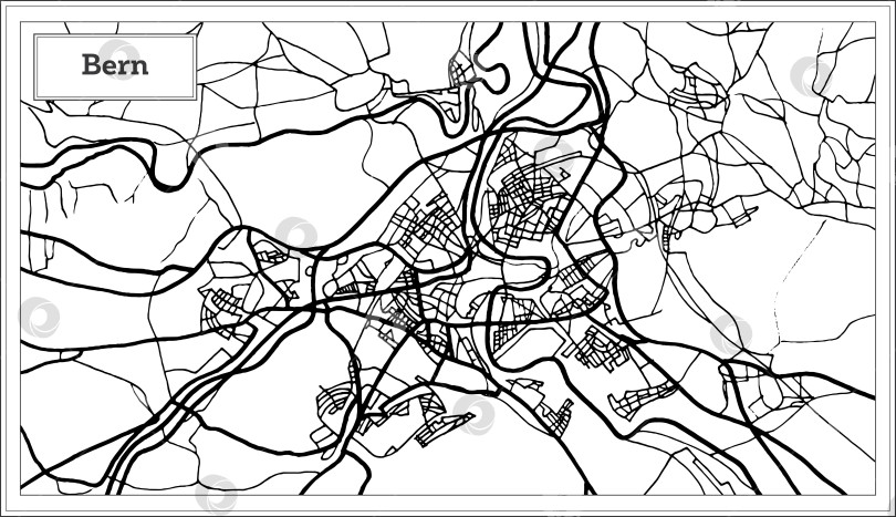Скачать Карта Берна, Швейцария, выполненная в черно-белом цвете. фотосток Ozero