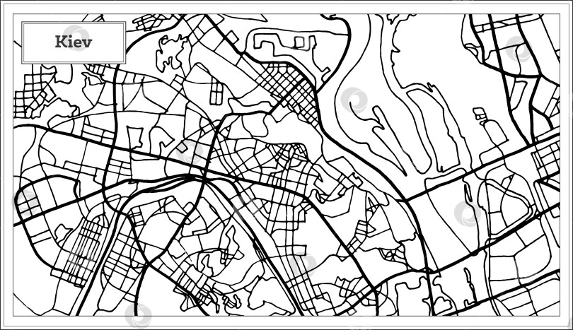 Скачать Карта Киева в черно-белом цвете. фотосток Ozero