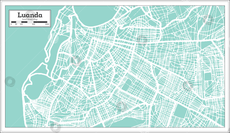 Скачать Карта города Луанда, Ангола, выполненная в стиле ретро. Схема города. фотосток Ozero