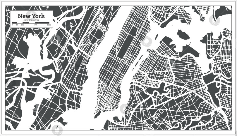 Скачать Карта города Нью-Йорк, США, выполненная в стиле ретро. Схематическая карта.  фотосток Ozero