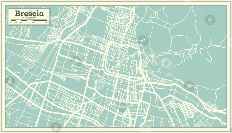 Скачать Карта города Брешиа, Италия, выполненная в ретро-стиле. Схематическая карта. фотосток Ozero