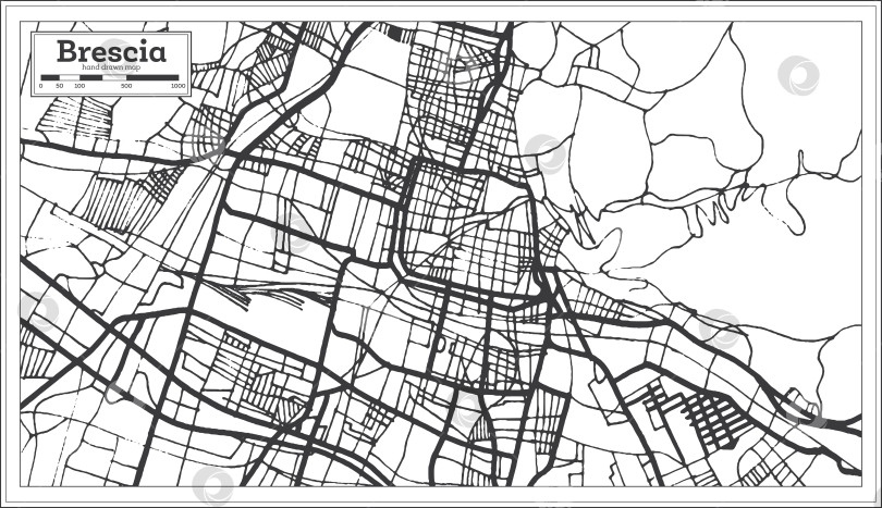 Скачать Карта города Брешиа, Италия, выполненная в ретро-стиле. Схематическая карта. фотосток Ozero