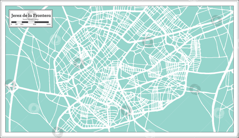 Скачать Карта города Херес-де-ла-Фронтера в Испании, выполненная в ретро-стиле. Схематическая карта. фотосток Ozero