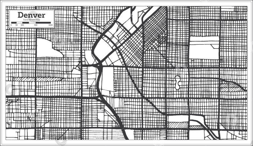 Скачать Карта города Денвер, США, выполненная в ретро-стиле. Схематическая карта. фотосток Ozero