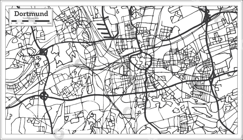 Скачать Карта города Дортмунд, Германия, в стиле ретро. Схематическая карта. фотосток Ozero
