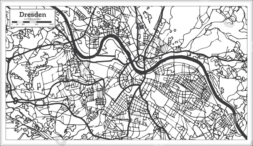 Скачать Карта города Дрезден, Германия, в стиле ретро. Схематическая карта. фотосток Ozero