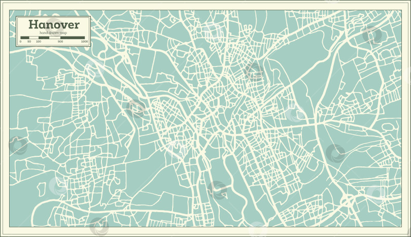 Скачать Карта города Ганновер в Германии в стиле ретро. фотосток Ozero