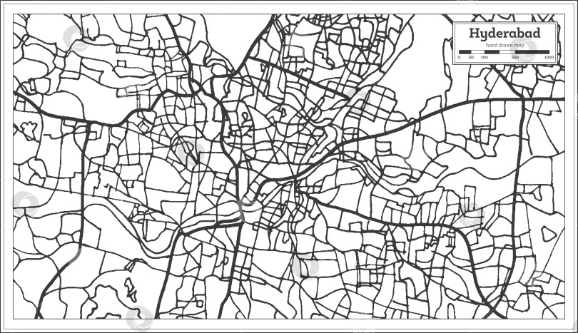 Скачать Карта города Хайдарабад, Индия, в стиле ретро. Схематическая карта.  фотосток Ozero