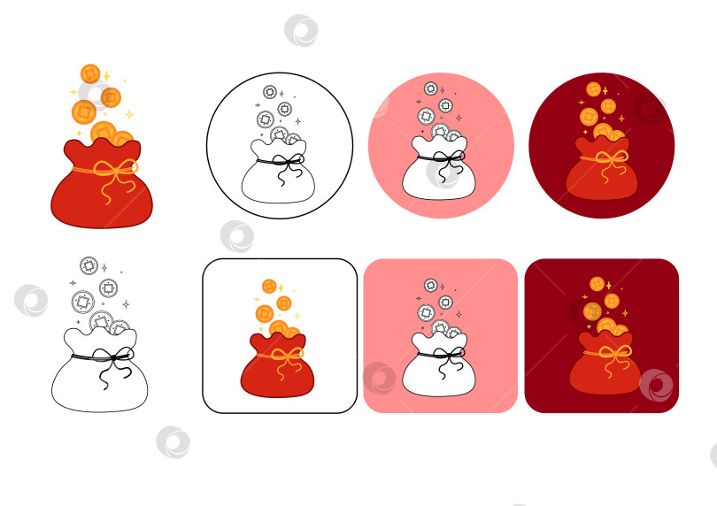 Скачать Векторный логотип китайского новогоднего денежного мешка. Вектор китайского денежного мешка. Векторный графический дизайн. фотосток Ozero