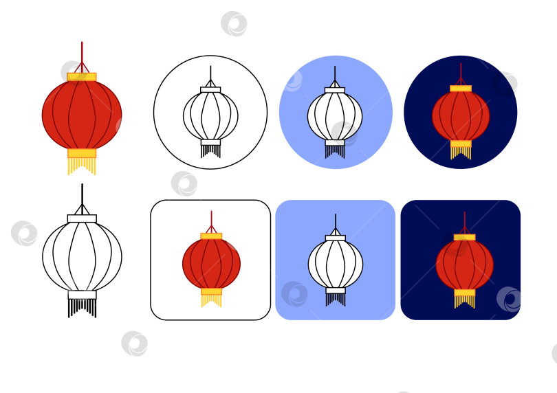 Скачать простой минималистичный логотип японского китайского красного фонаря. Векторная графическая иллюстрация. Китайский Новый год фотосток Ozero