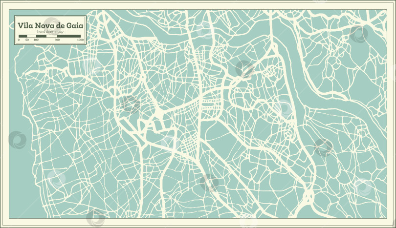Скачать Карта города Вила-Нова-де-Гайя в Португалии в стиле ретро. фотосток Ozero