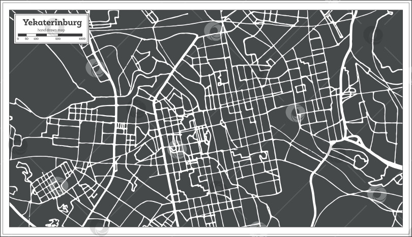 Скачать Карта города Екатеринбург, Россия, выполненная в стиле ретро. Схематическая карта. фотосток Ozero