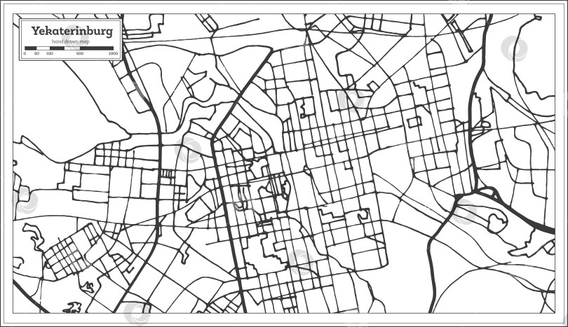 Скачать Карта города Екатеринбург, Россия, в стиле ретро. Схематическая карта.  фотосток Ozero