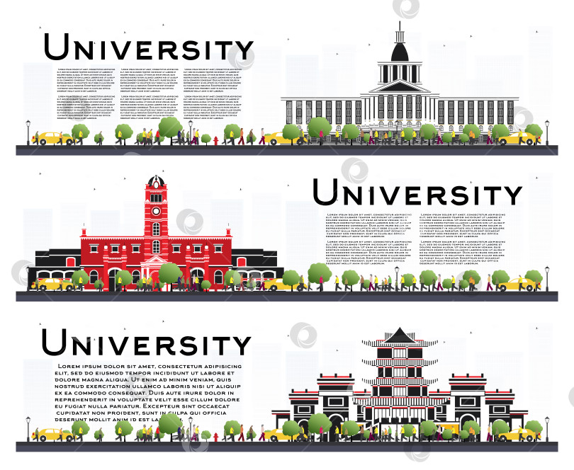 Скачать Набор учебных баннеров университетского городка, выделенных белым цветом. фотосток Ozero