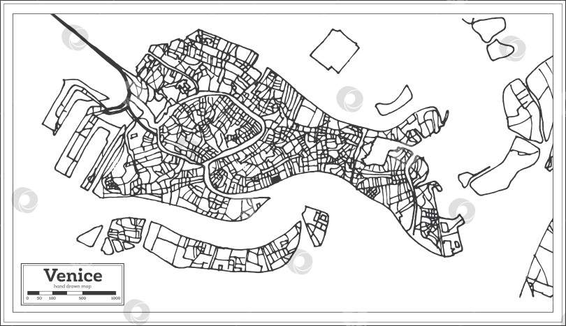 Скачать Карта города Венеция, Италия, выполненная в стиле ретро. Схематическая карта.  фотосток Ozero