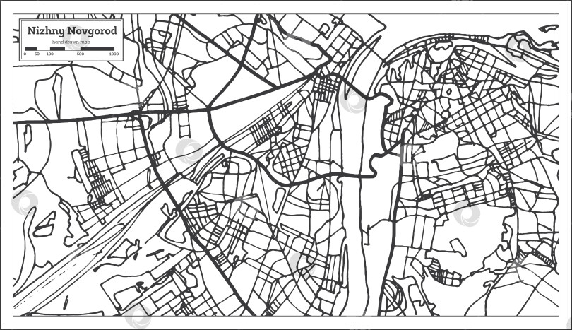 Скачать Карта города Нижний Новгород, Россия, в стиле ретро. Контурная карта. фотосток Ozero