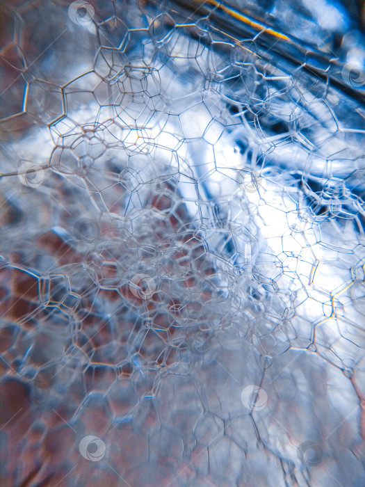 Скачать Голубая пена мыльная пена пузырчатая легкая текстура фоновый узор макросъемка фотосток Ozero