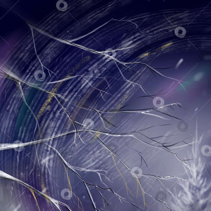 Скачать Акварель фиолетовое ночное небо зимний лес ель снежная буря текстура фона цифровое искусство фотосток Ozero