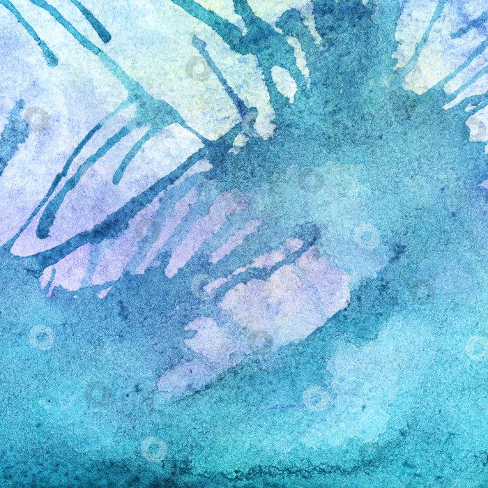 Скачать Акварельный зимний бирюзово-голубой абстрактный текстурный фон фотосток Ozero