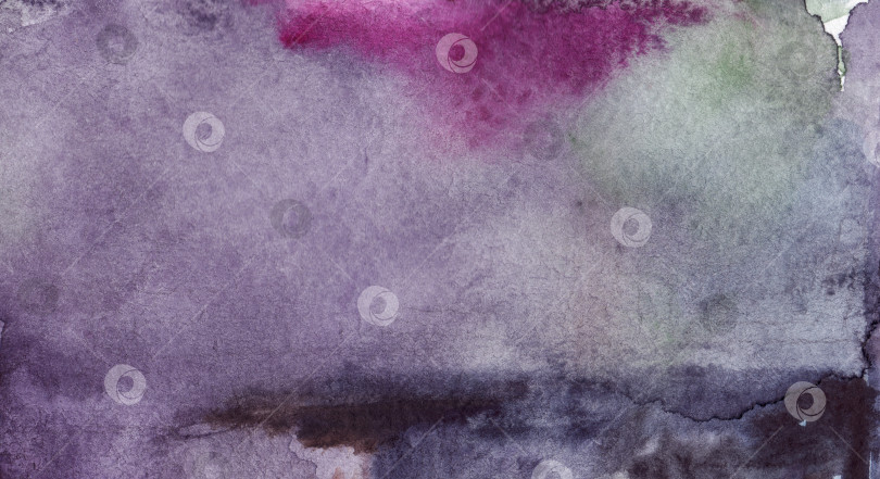 Скачать Акварель сиреневый фиолетовый лавандовый синий зеленый абстрактный фон с текстурой бумаги фотосток Ozero