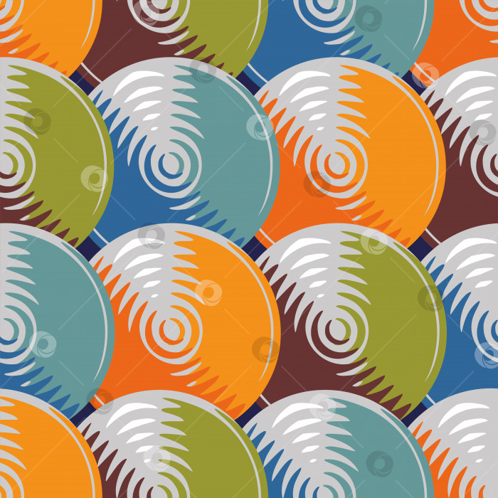 Скачать Образец бесшовного орнамента из разноцветных кругов разных цветов, фотосток Ozero