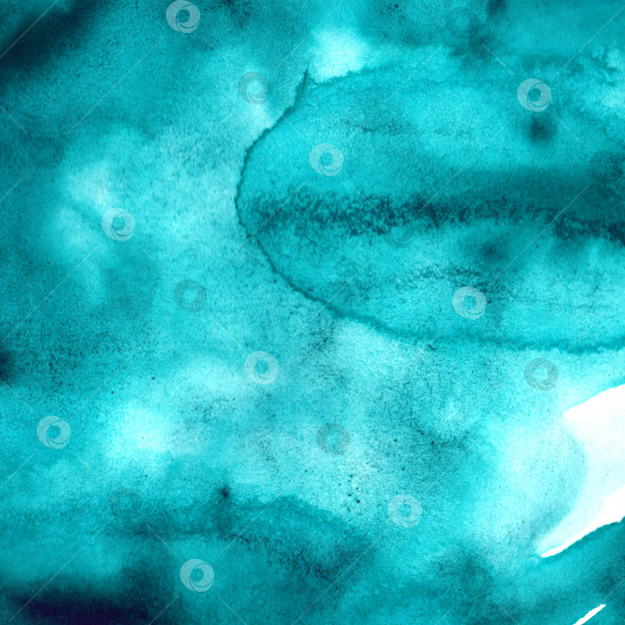 Скачать Акварель бирюзово-голубая водяная клякса blob spot абстрактная текстура фона background фотосток Ozero