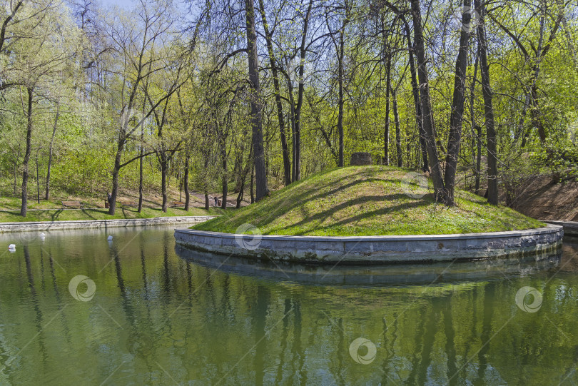 Скачать Пруд в парке в солнечный весенний день. фотосток Ozero