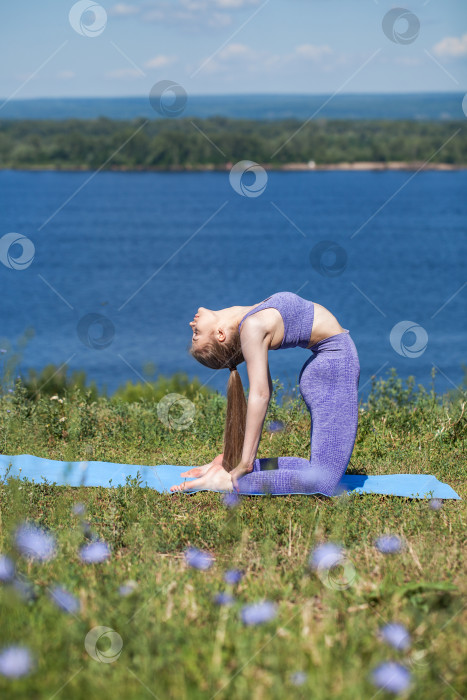 Скачать Фитнес-упражнения. Спортивная женщина занимается гимнастикой  фотосток Ozero