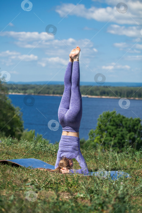 Скачать Фитнес-упражнения. Спортивная женщина занимается гимнастикой  фотосток Ozero