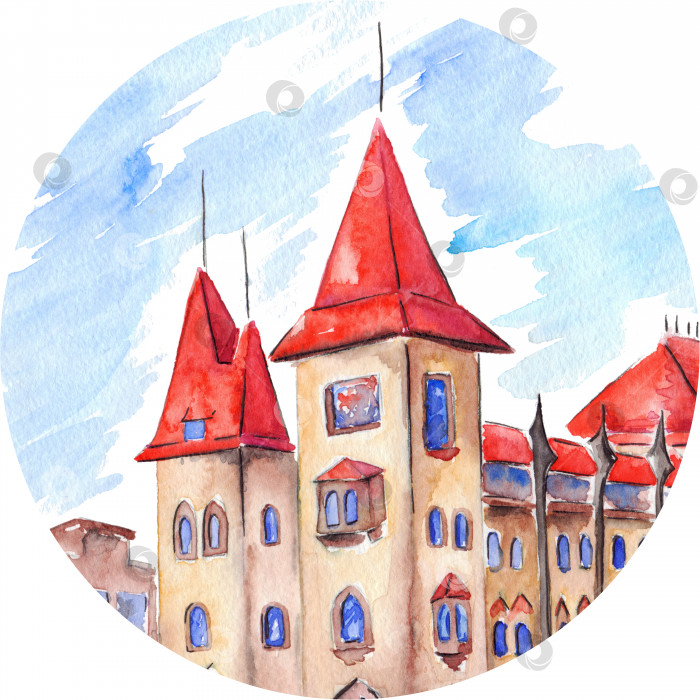 Скачать Саратовская консерватория в готическом стиле с красными крышами фотосток Ozero