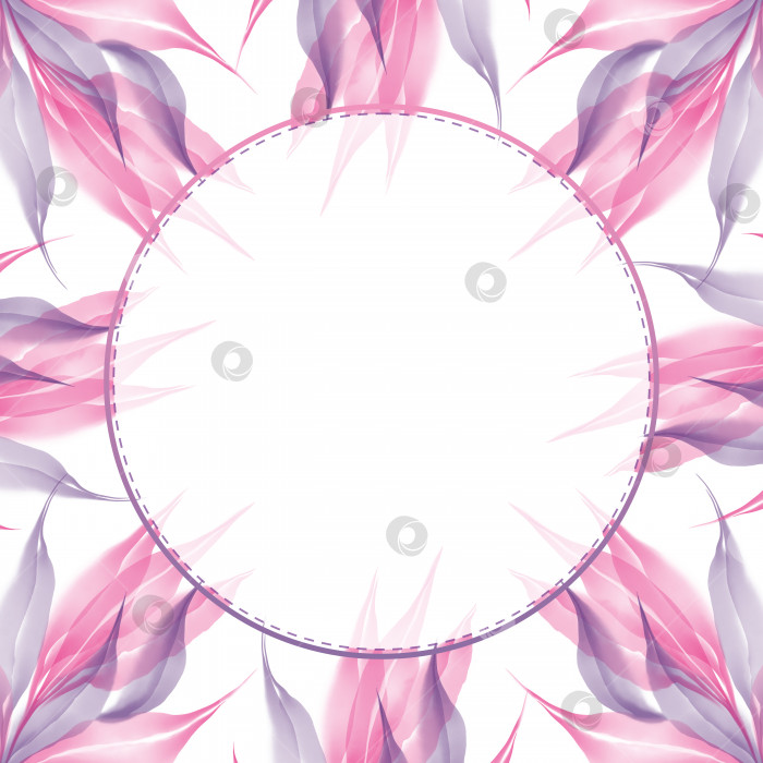 Скачать Осенний розовый фиолетовый фиолетовый прозрачный каркас листа круг рамка граница композиция изолированная на белом фоне акварель цифровое искусство фотосток Ozero