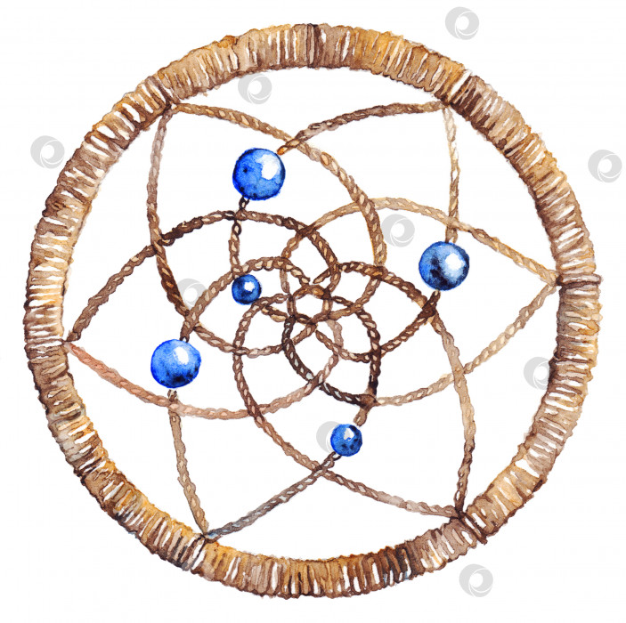 Скачать Акварельный этнический племенной ловец снов ручной работы изолированное искусство фотосток Ozero