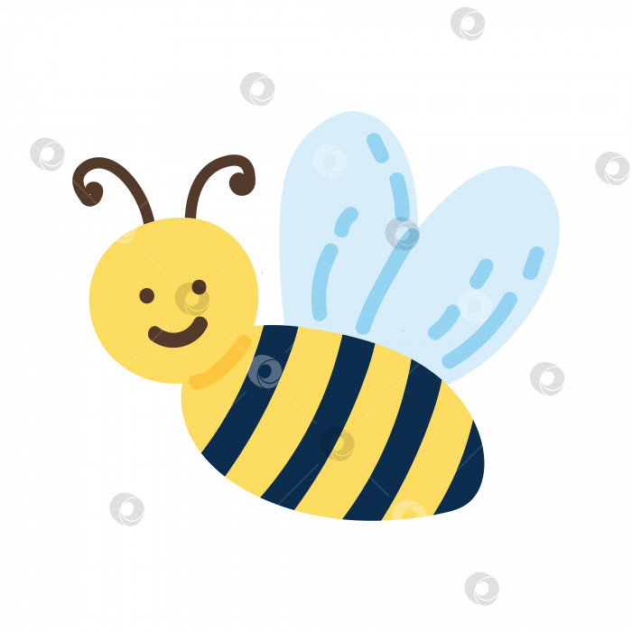 Скачать Пчела, нарисованная в стиле каракулей. Весенняя коллекция. Плоская векторная иллюстрация фотосток Ozero