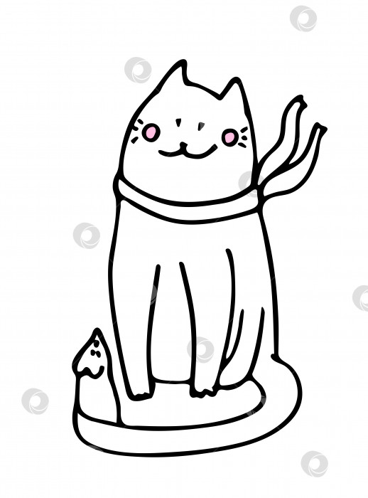 Скачать Векторный рисунок милой кошки с мышкой. фотосток Ozero
