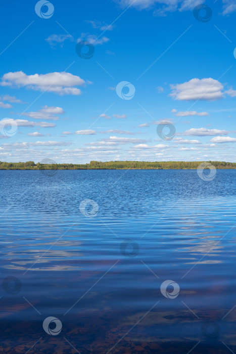 Скачать осенний пейзаж с рекой, дорогой и облаками на голубом небе фотосток Ozero